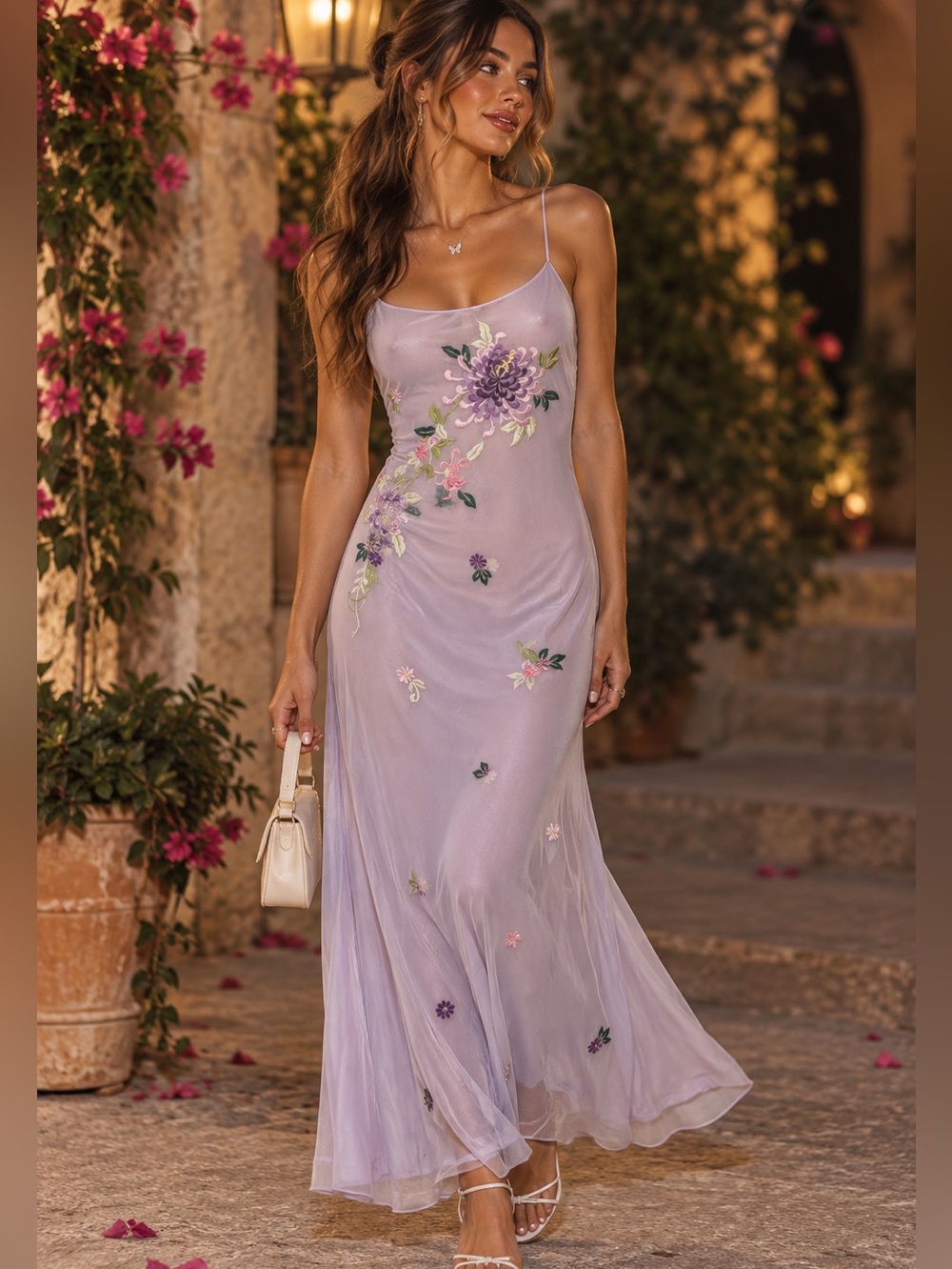 NWT Y2K Rimini by Shaw David’s Bridal Lavender Embroidered Maxi Dress 10